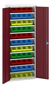 16926401.** Verso storage bin cupboard with 10 shelves, 44 bins. WxDxH: 800x350x2000mm. RAL 7035/5010 or selected